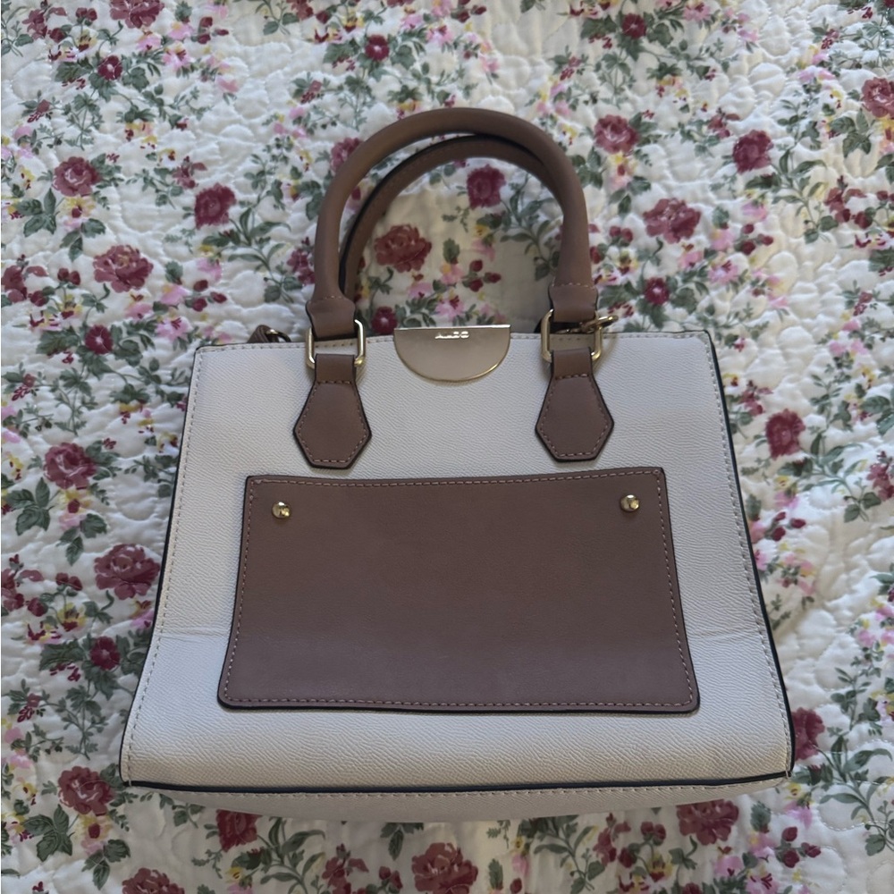 Aldo Cream and Brown Crossbody Bag